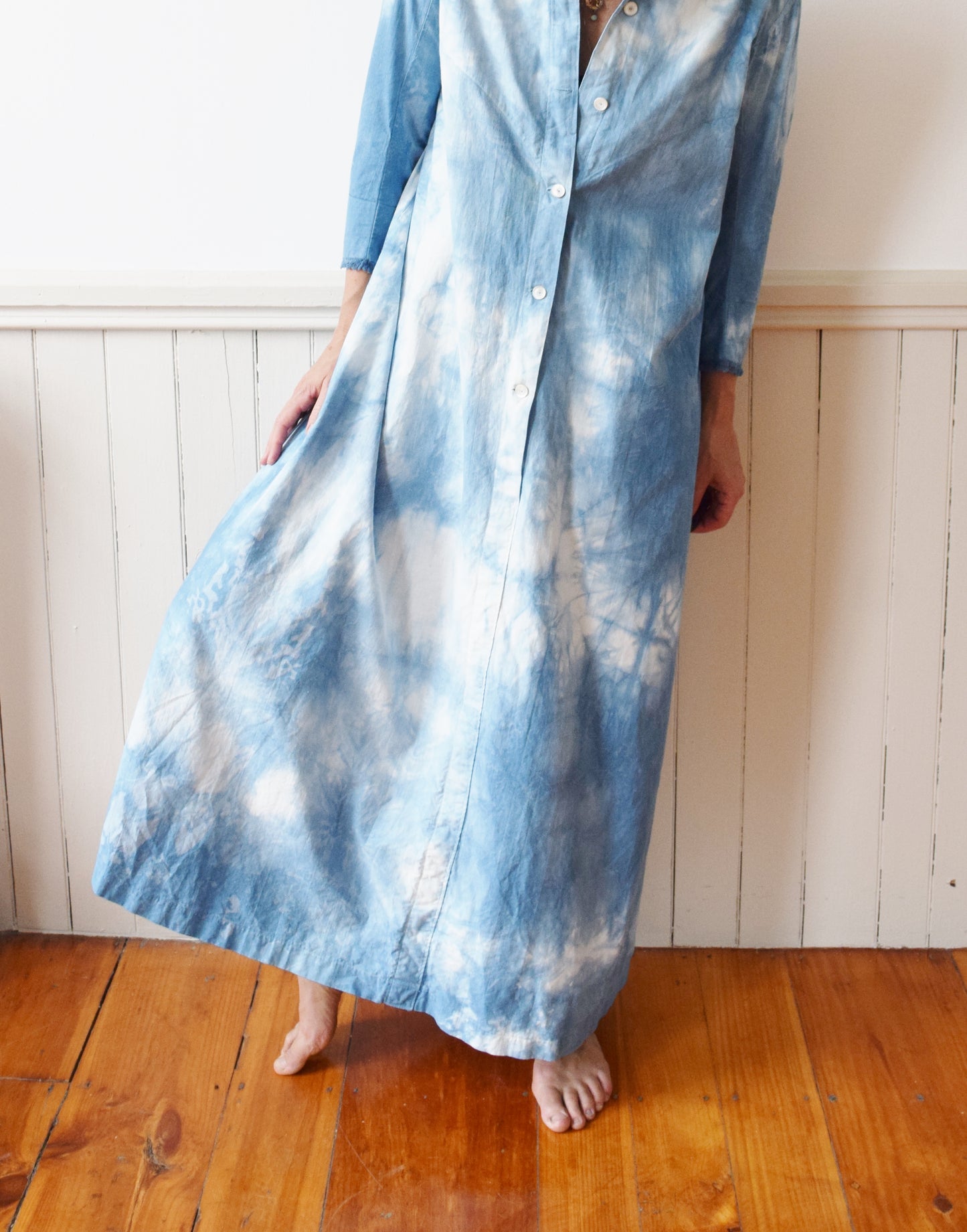 Indigo Dyed Cloud Dress | Antique| S/M