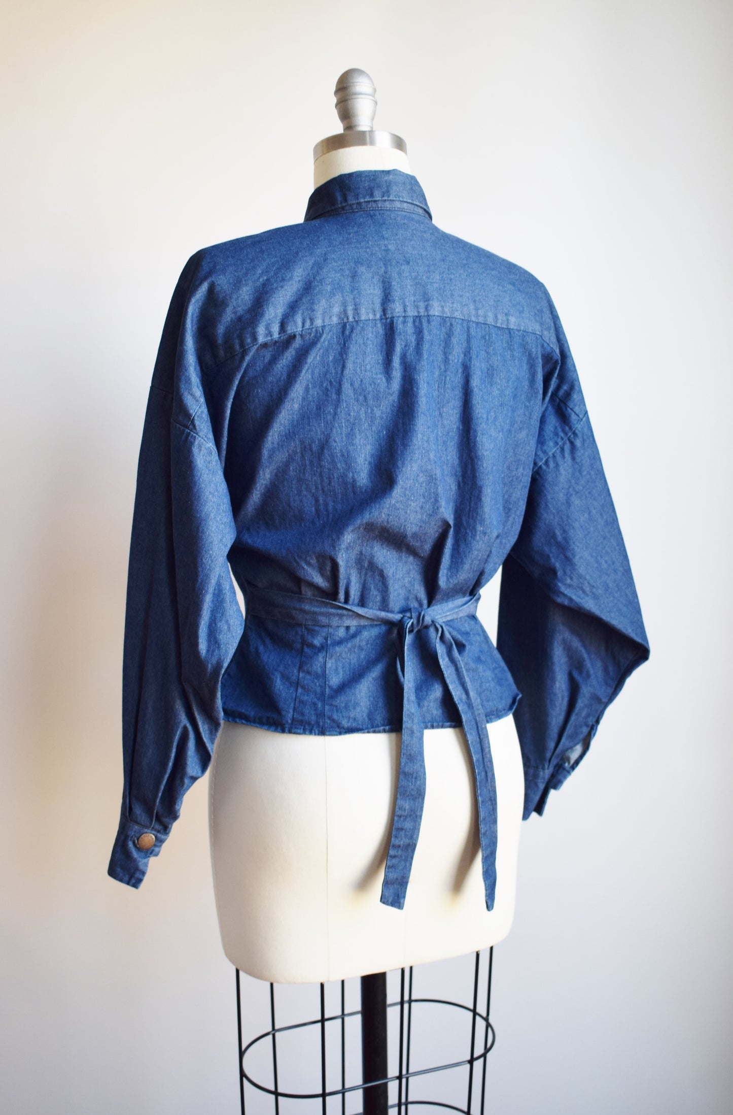 90s Norma Kamali Denim Blouse | S/M