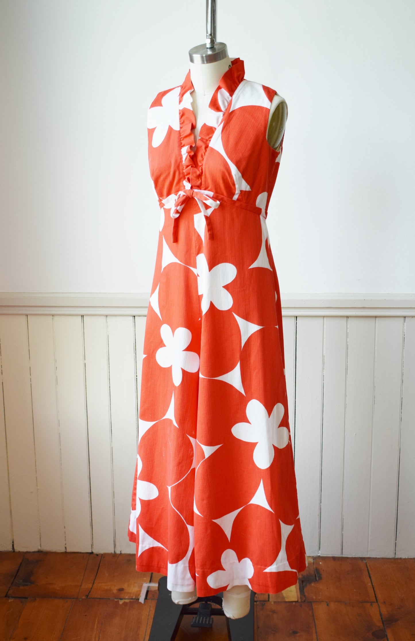 1970s Candy Red Wide Leg Jumpsuit | M