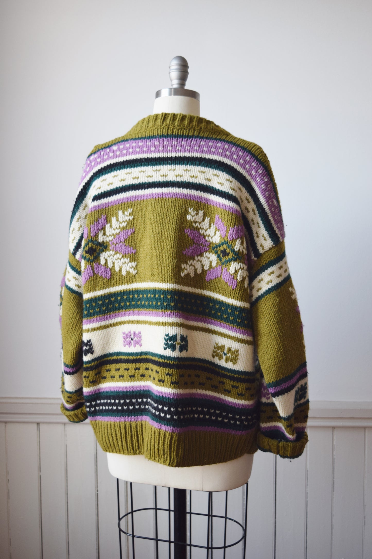 Chunky Wool Cardigan with Kukui Nut Buttons | OS