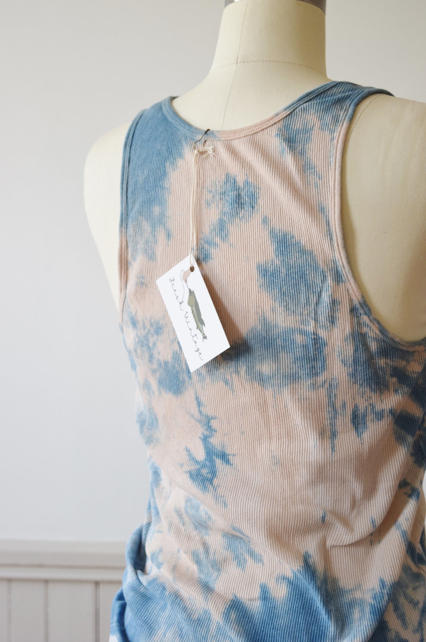 Indigo and Avocado Dyed Rib Knit Tank | M-L