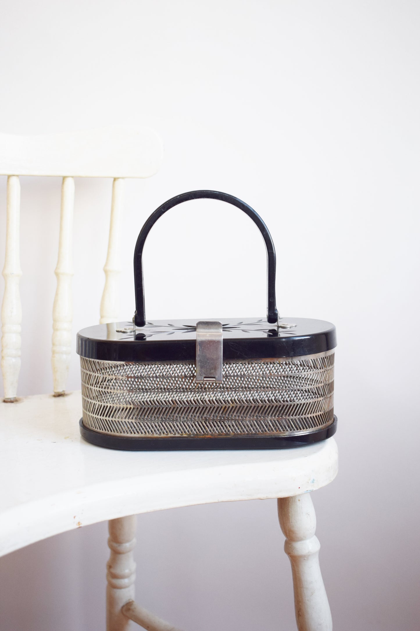 1950s Lucite and Pierced Metal Purse