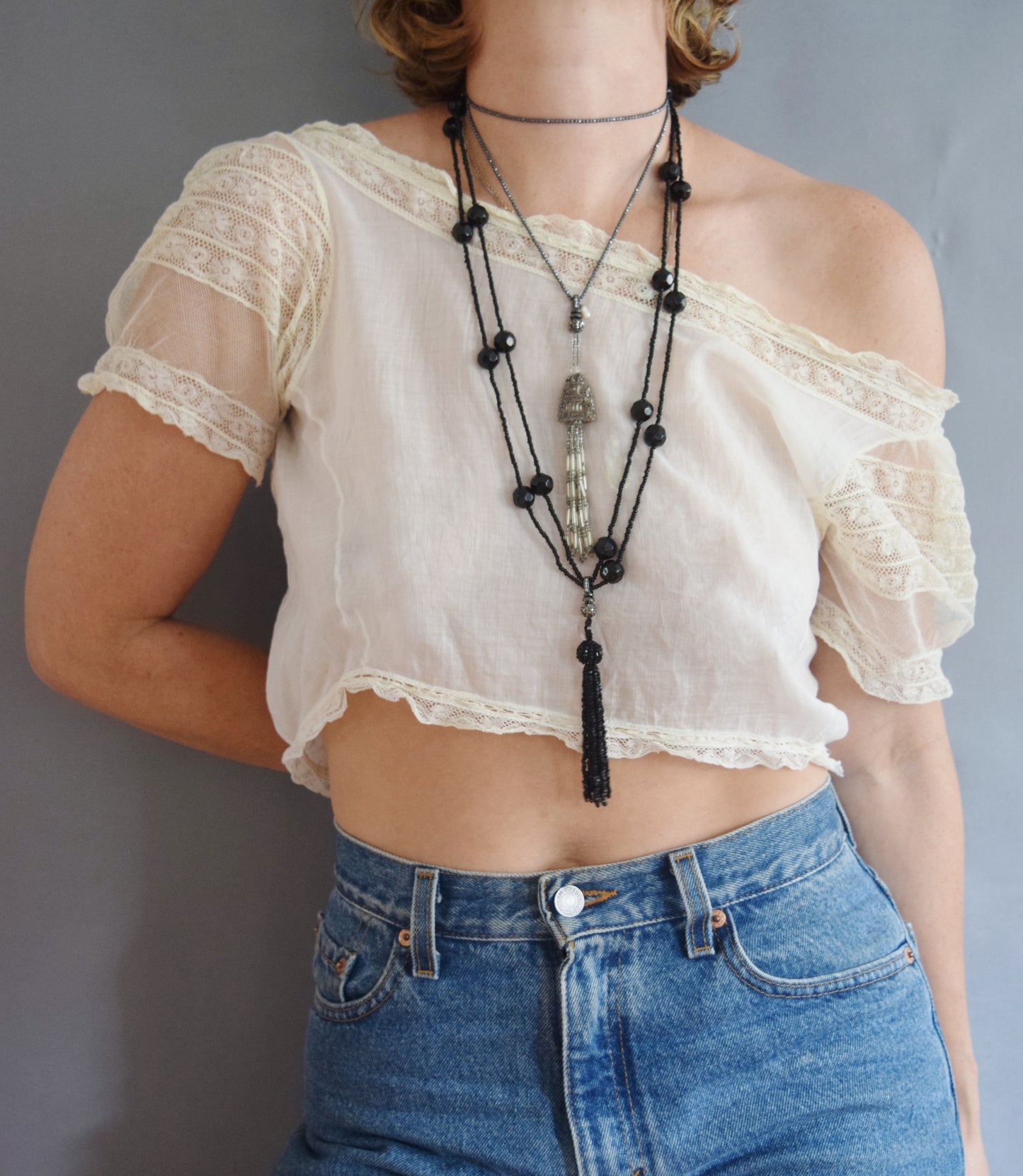 Antique Cotton and Lace Blouse | Corset Cover