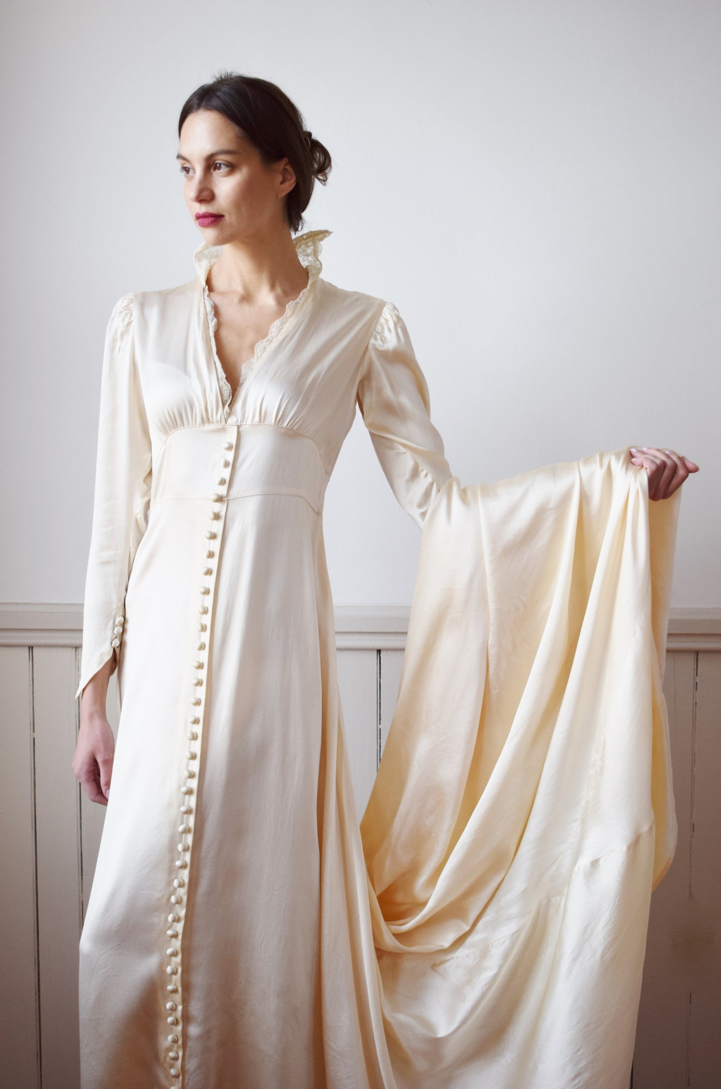 1930s Silk Satin Wedding Gown | S/M