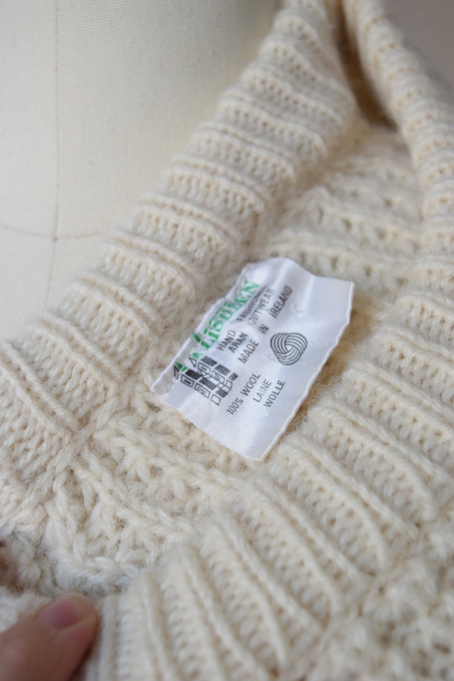 Irish Cable Knit with Contrast Mend Patches | M