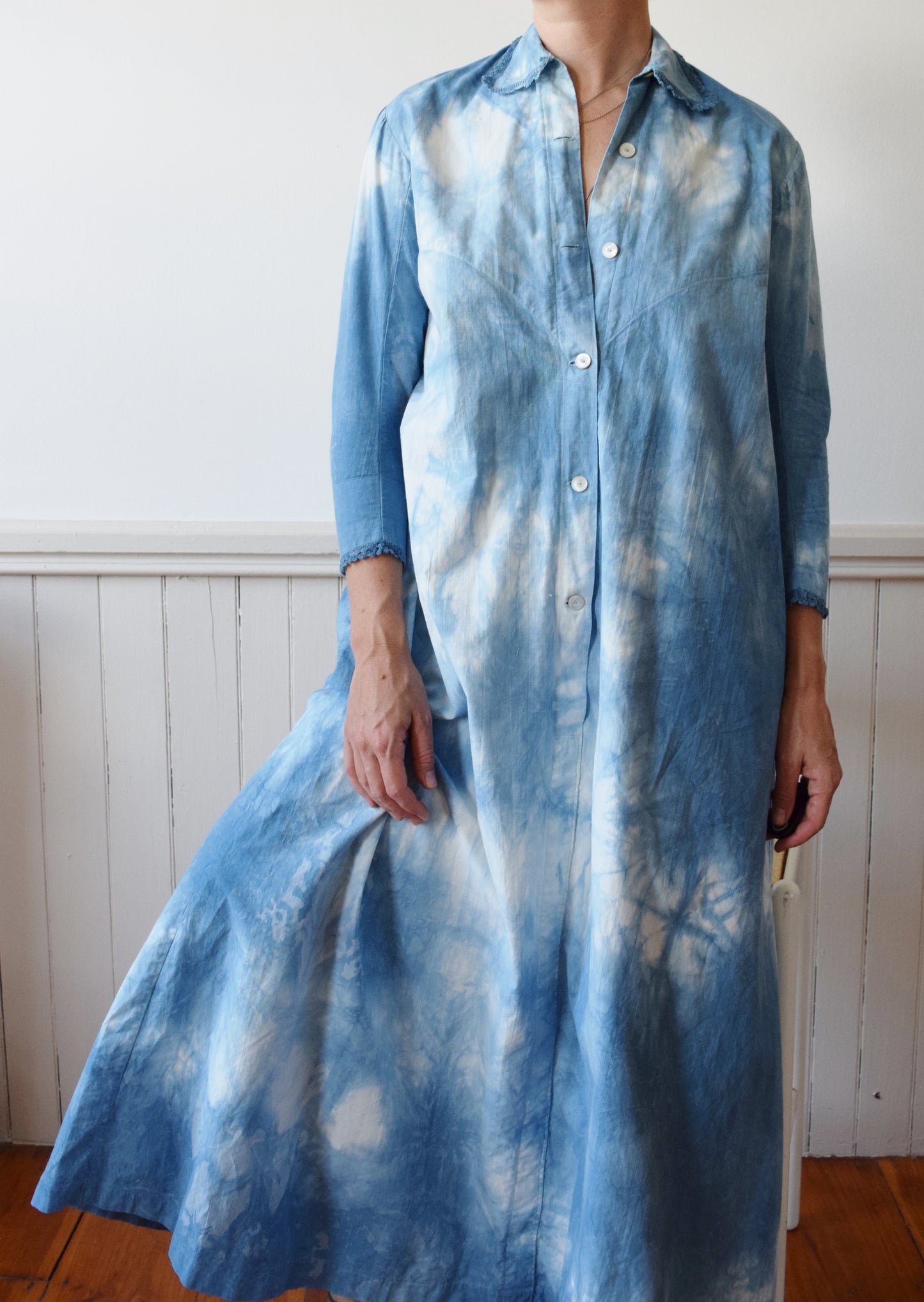 Indigo Dyed Cloud Dress | Antique| S/M