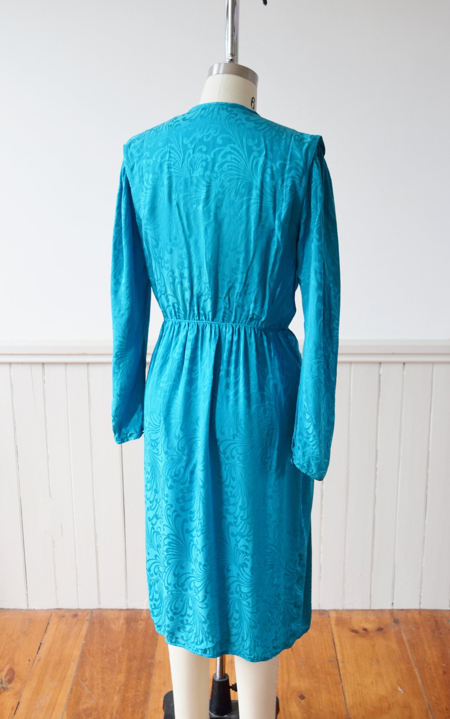 1970s/1980s Turquoise Silk Wrap Dress | S