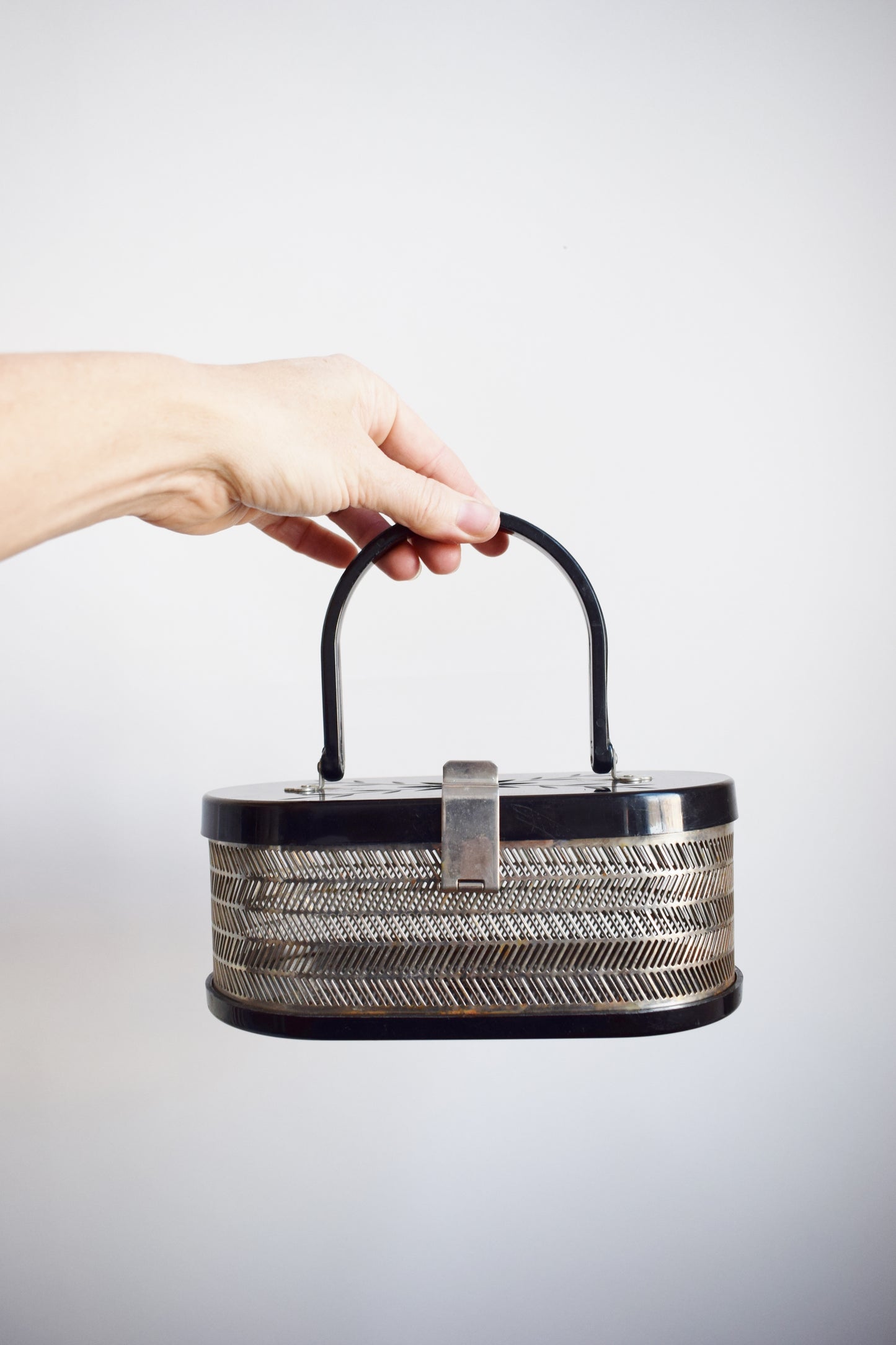 1950s Lucite and Pierced Metal Purse