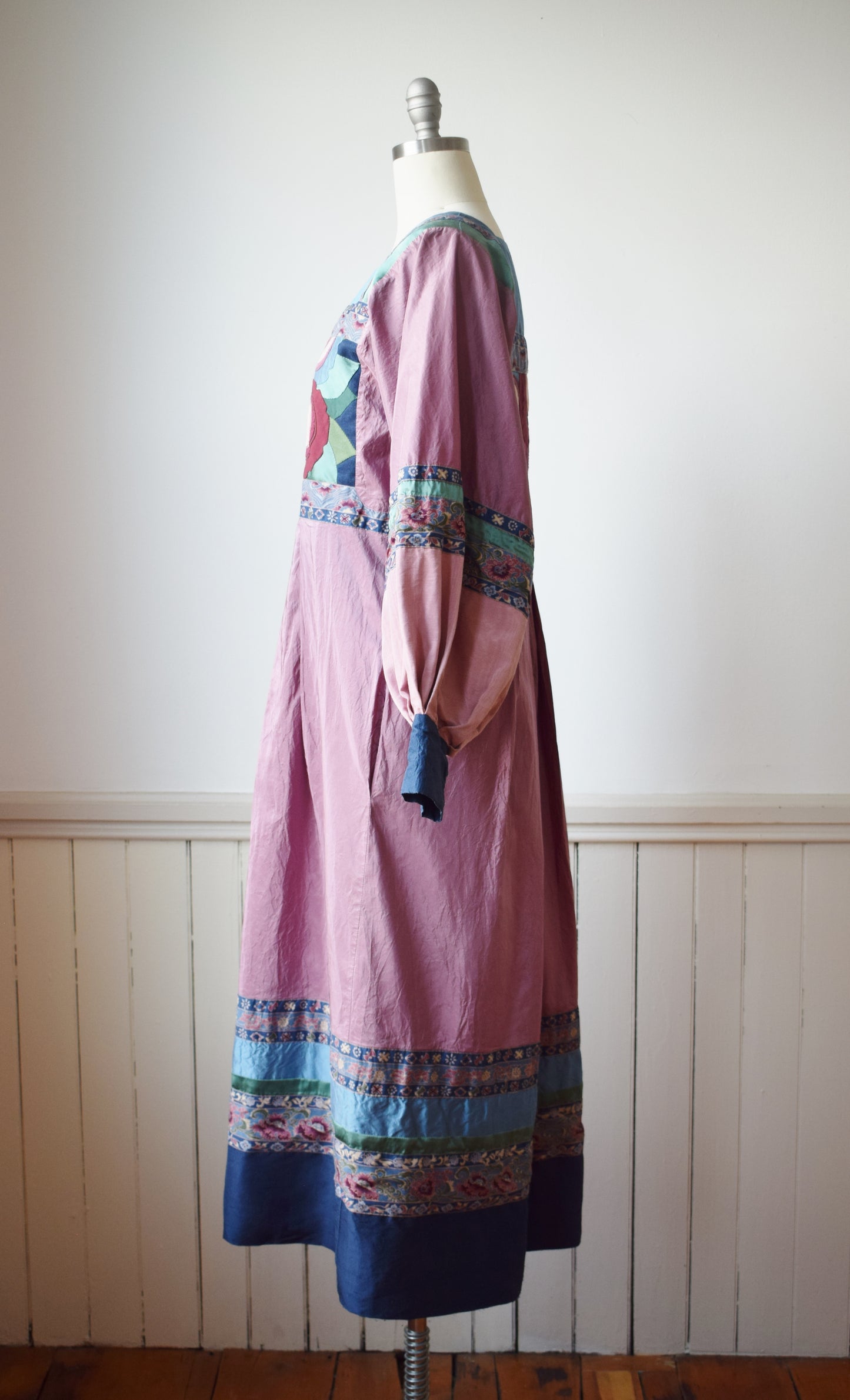 1980s Textile Art Lantern Sleeve Dress | M/L