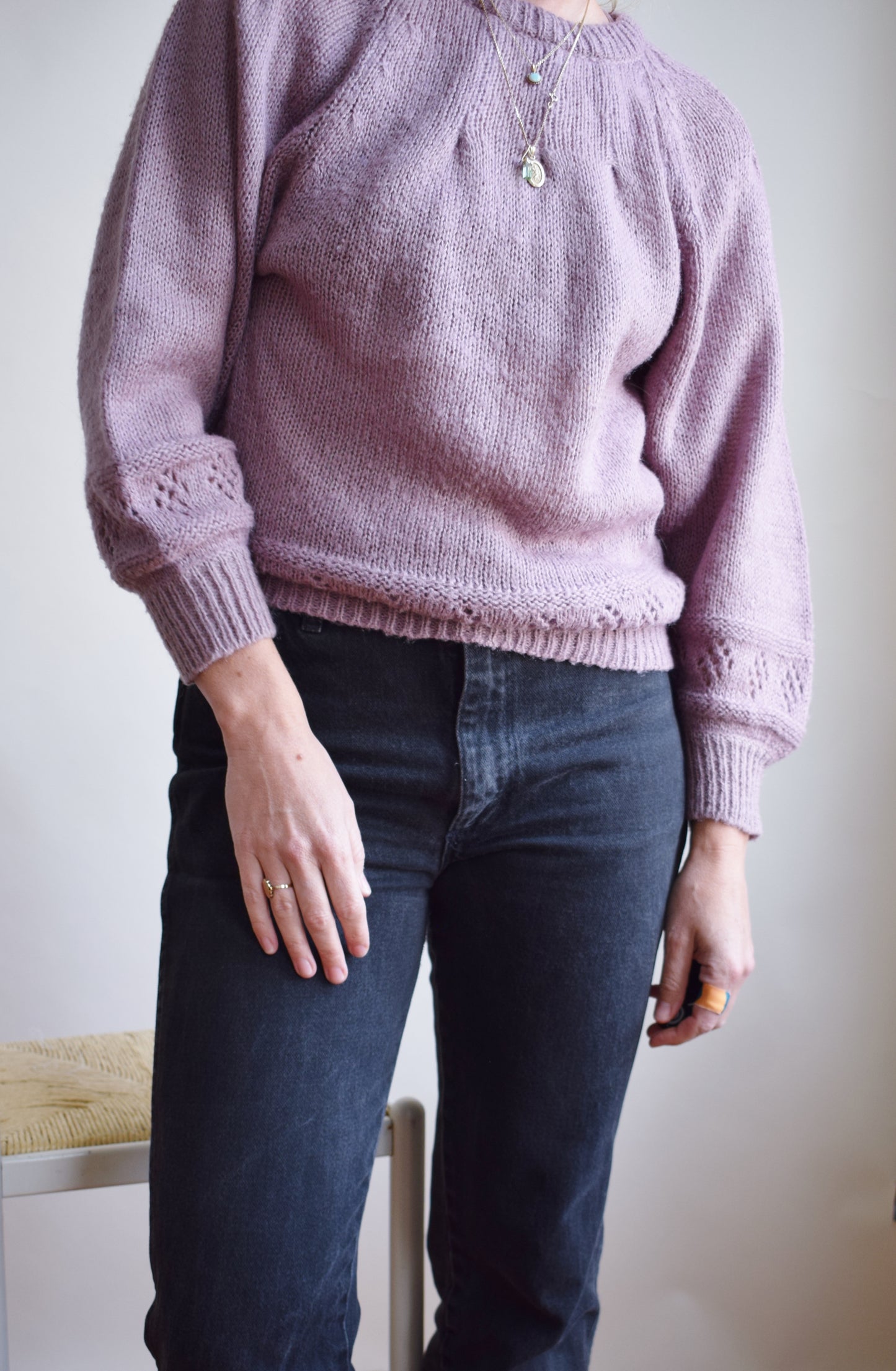 Vintage 70s Slouchy Lavender Knit Top | M