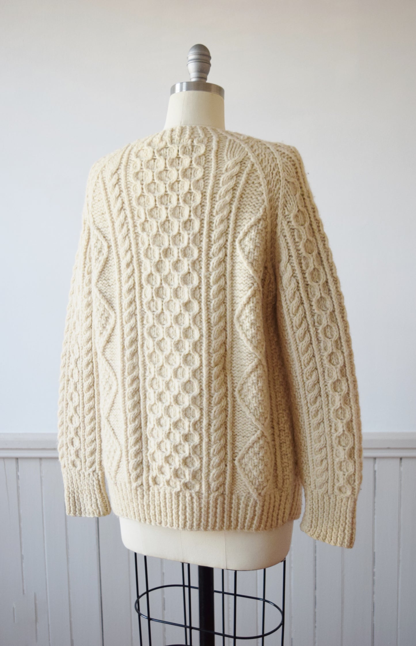Irish Cable Knit Wool Cardigan | S