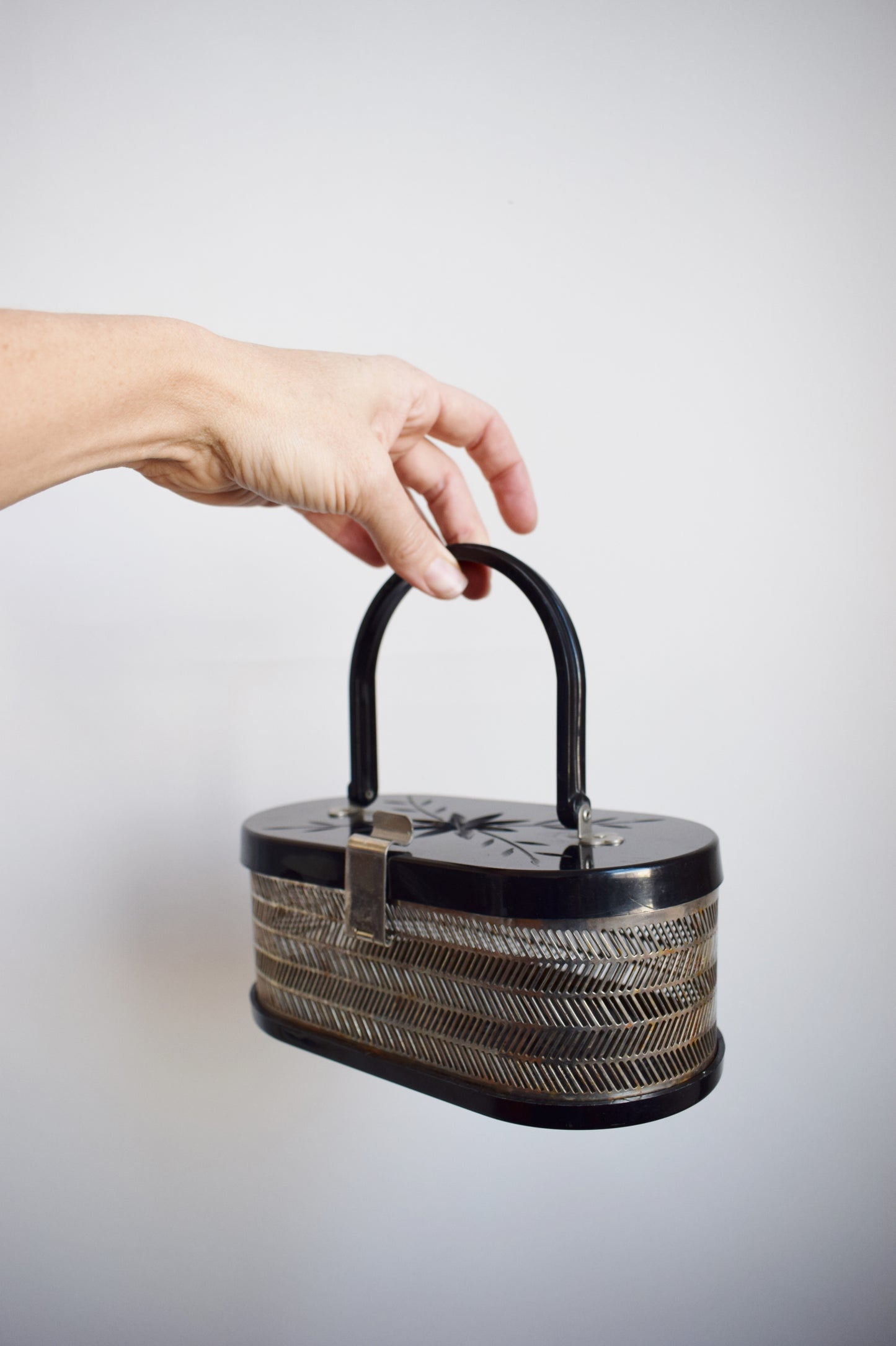 1950s Lucite and Pierced Metal Purse