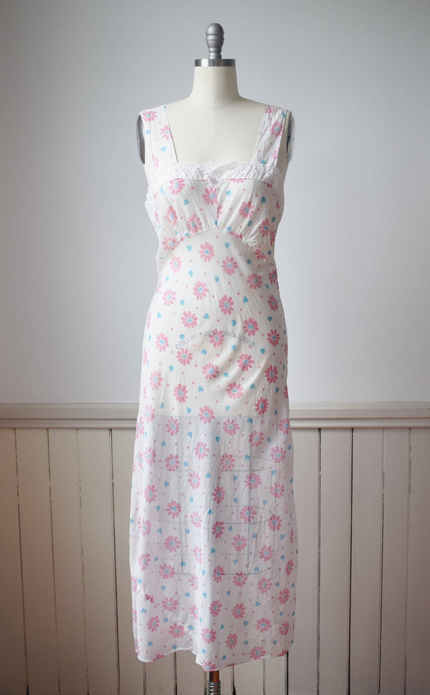 1940s Novelty Print Cotton Slip Dress | M/L