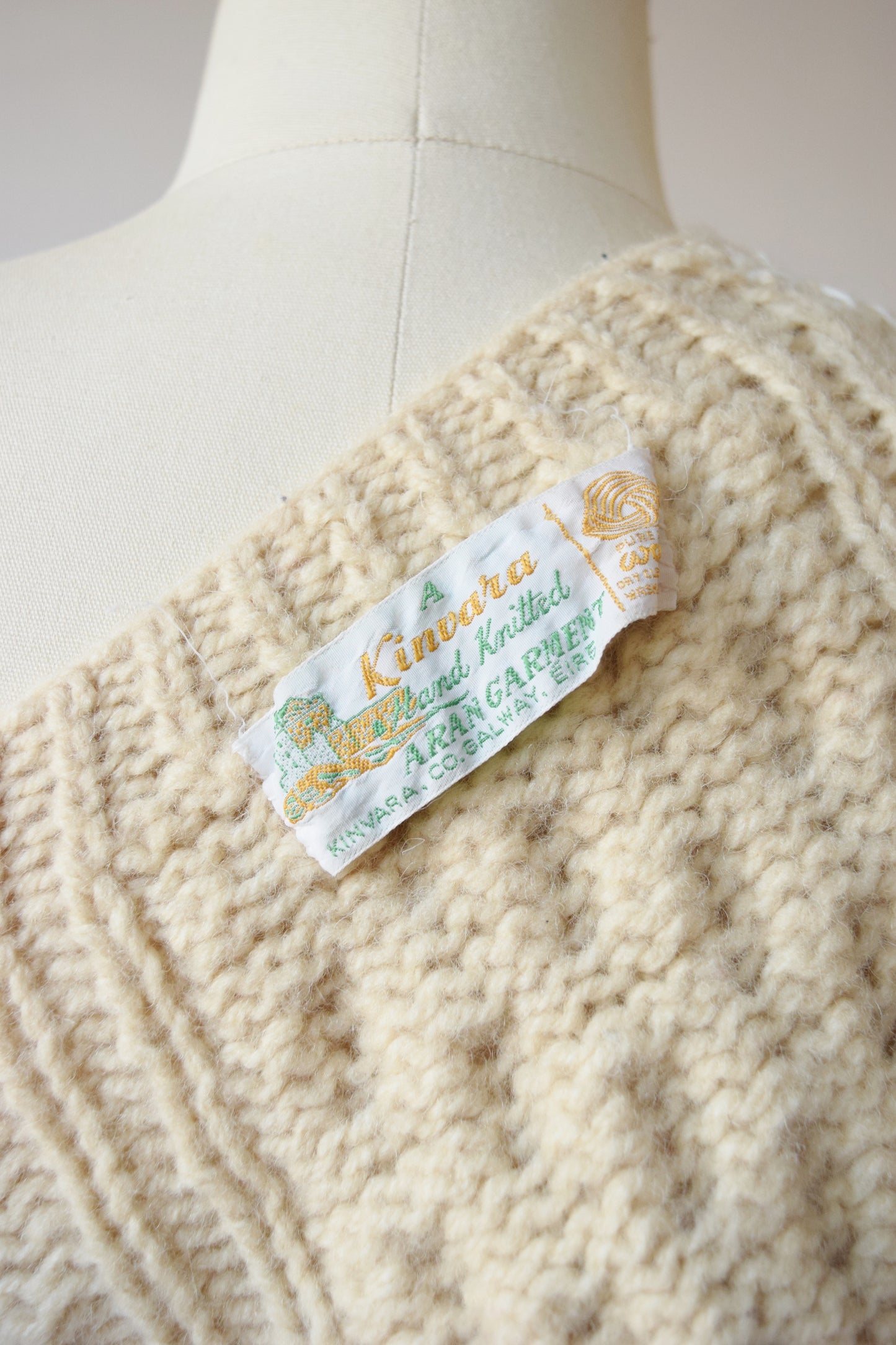 Irish Cable Knit Wool Cardigan | S