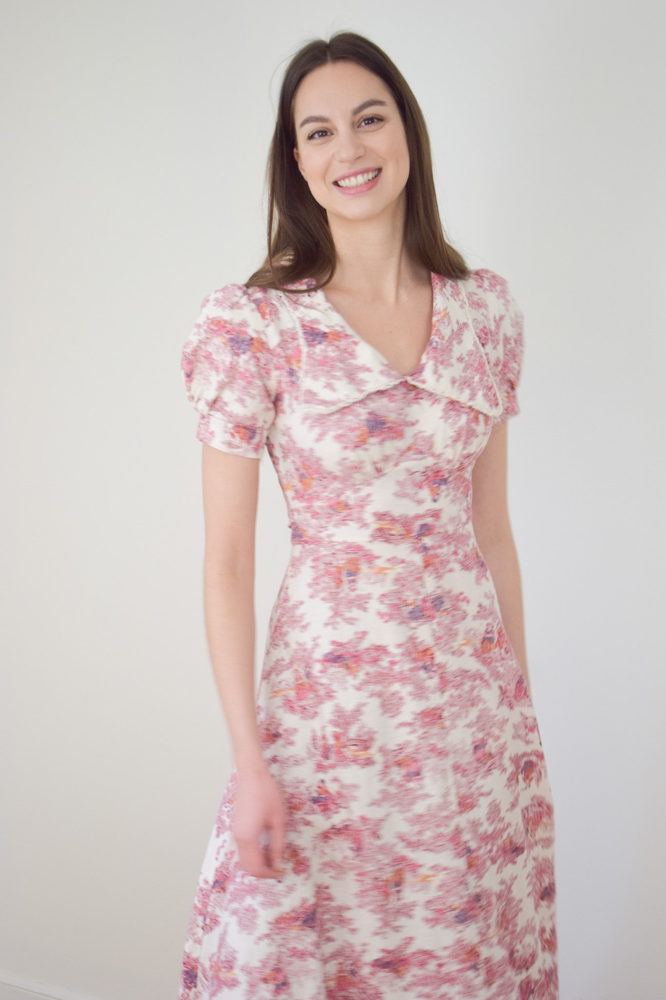 1970s Pastoral Print Maxi Dress | XS