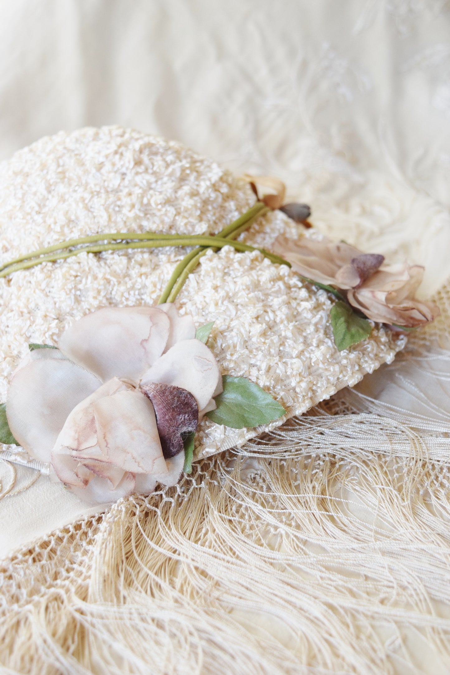Rafia + Floral Brimmed Hat | 1950s