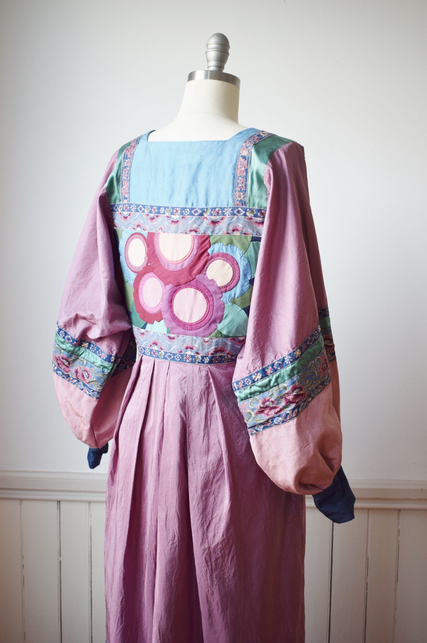 1980s Textile Art Lantern Sleeve Dress | M/L