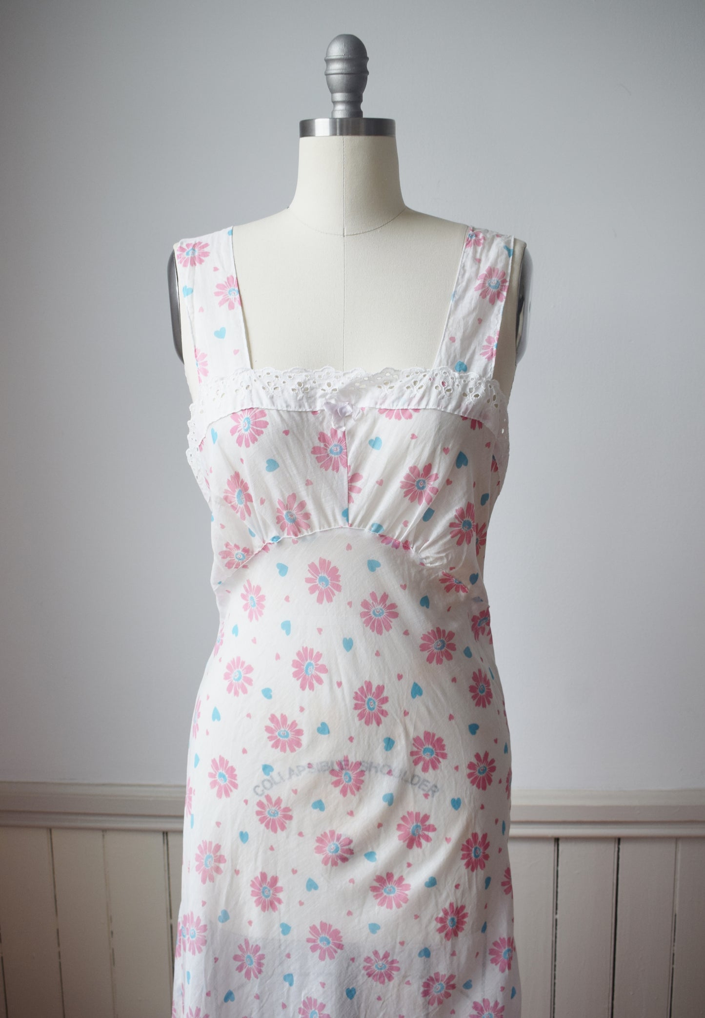 1940s Novelty Print Cotton Slip Dress | M/L