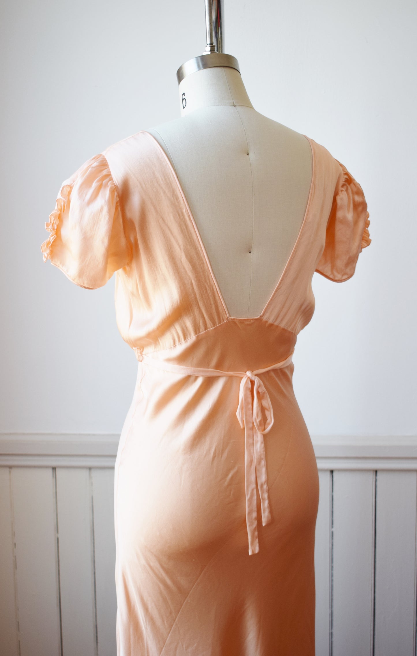 1930s Silk Puff Sleeve Nightgown Dress | XS/S
