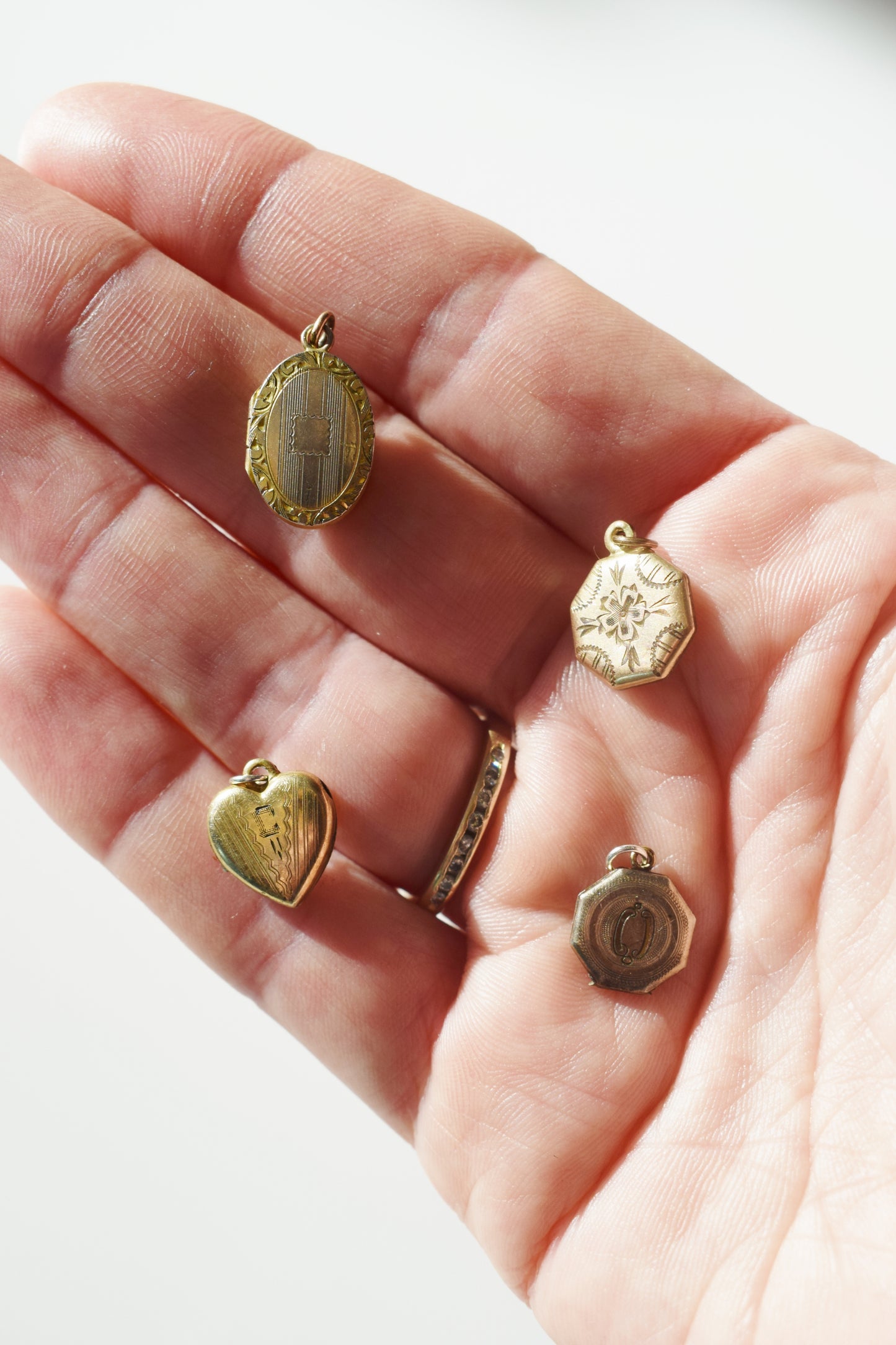 4 Tiny Antique Lockets - U Pick!