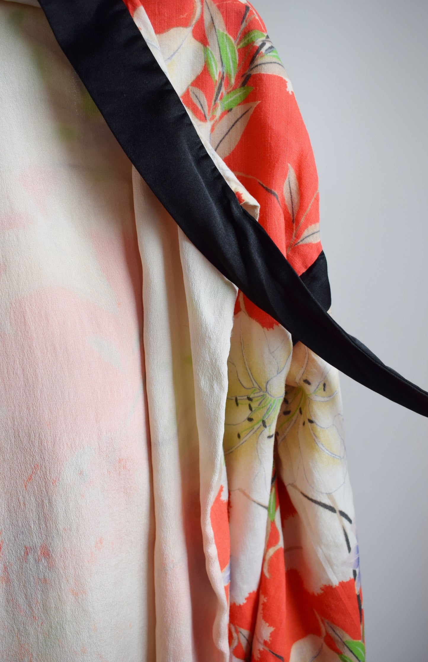 Antique 1920s Wool and Pongee Tie Top | OS