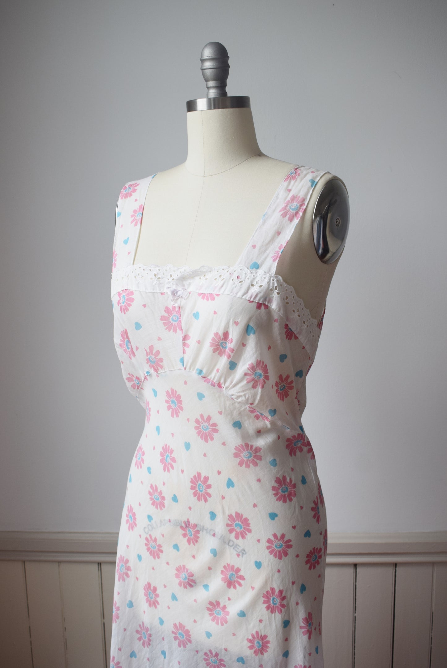 1940s Novelty Print Cotton Slip Dress | M/L