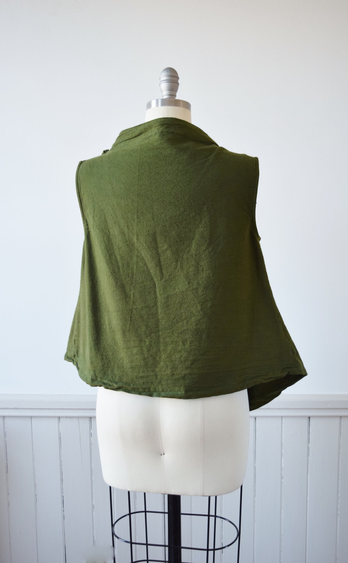 Fern Green Linen Wrap Top | M