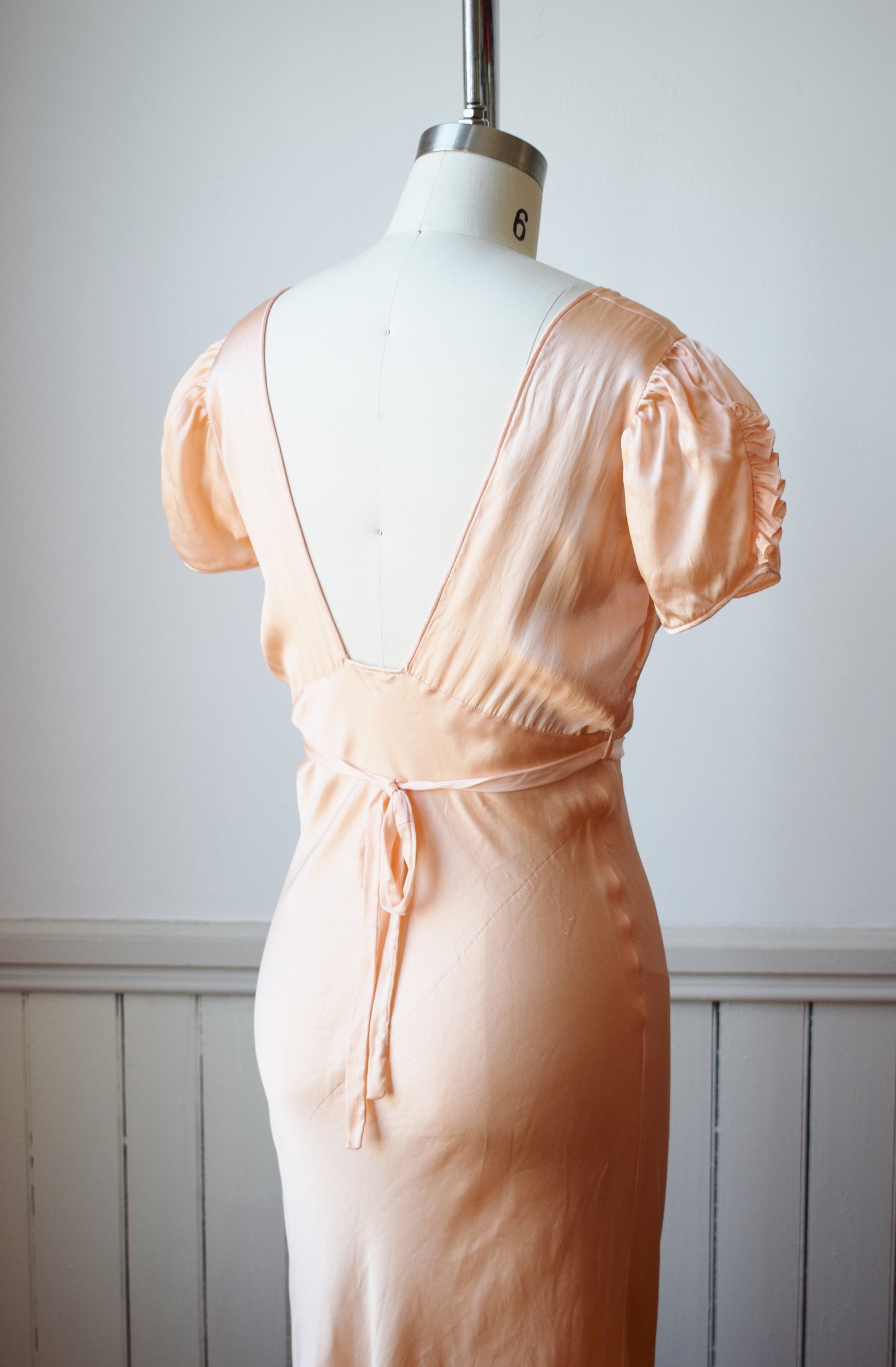1930s Silk Puff Sleeve Nightgown Dress | XS/S