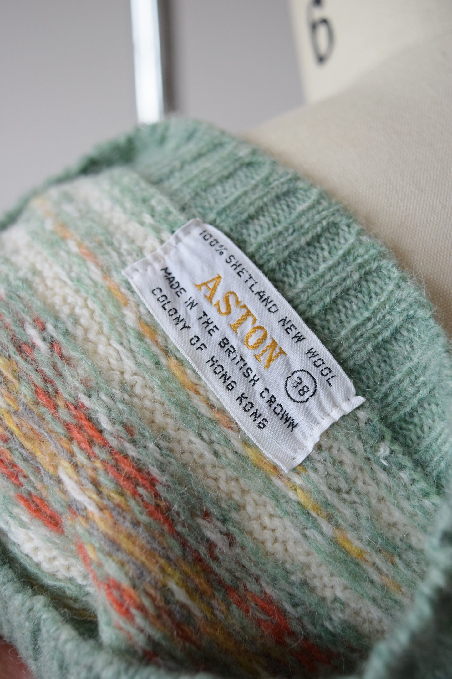 1970s Fair Isle Sage Green Pullover Sweater | S-S/M