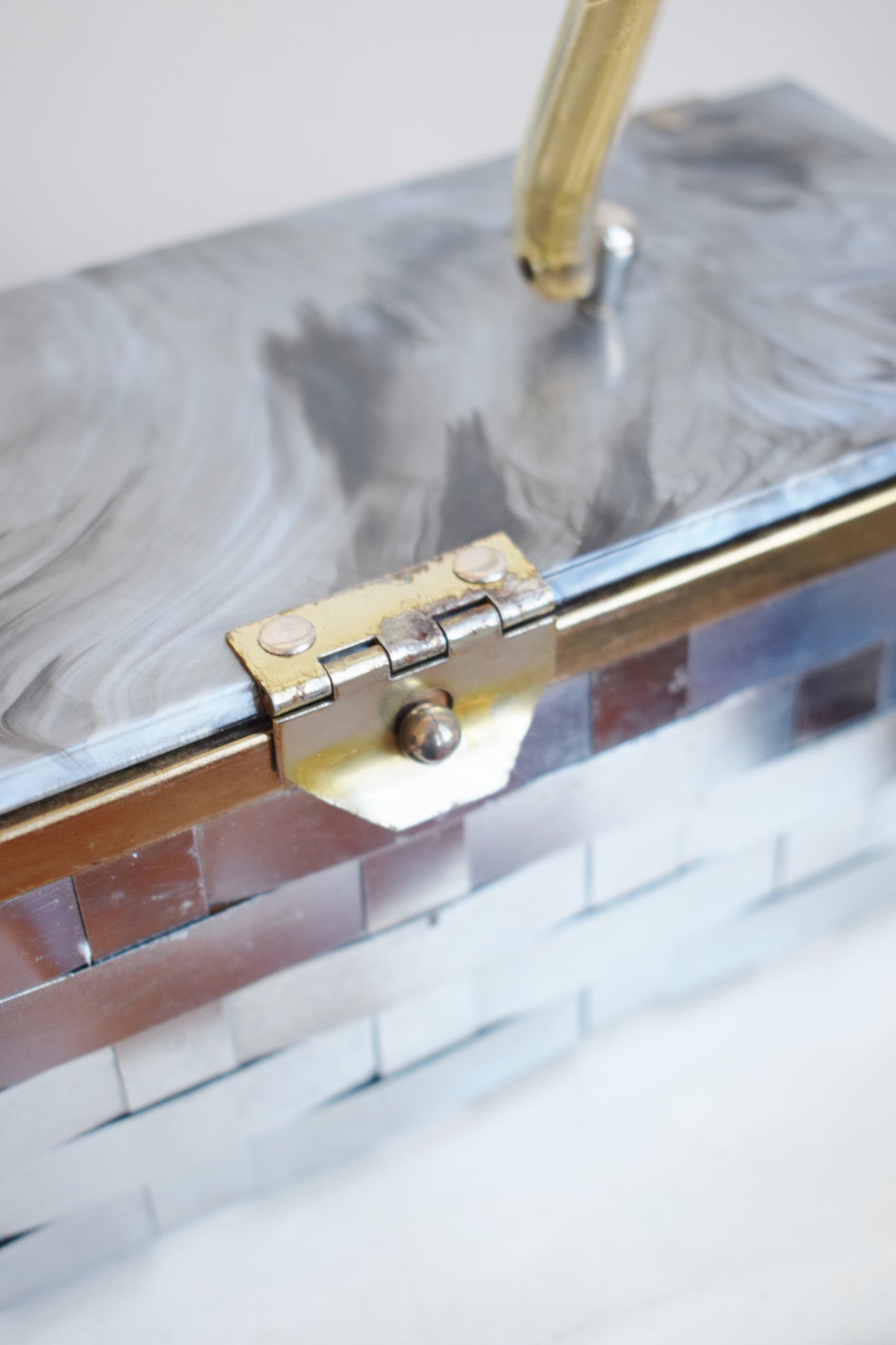 1950s Lucite and Woven Metal Handbag