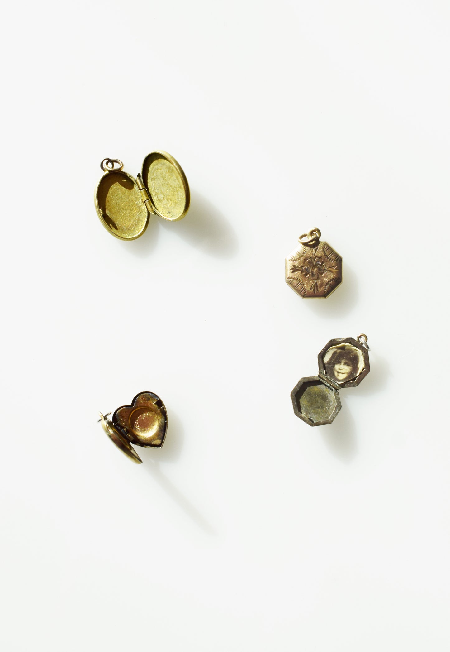 4 Tiny Antique Lockets - U Pick!