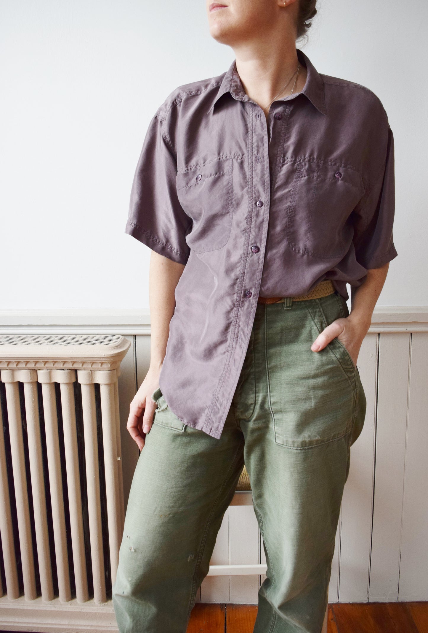 Grape Purple Silk Top | L