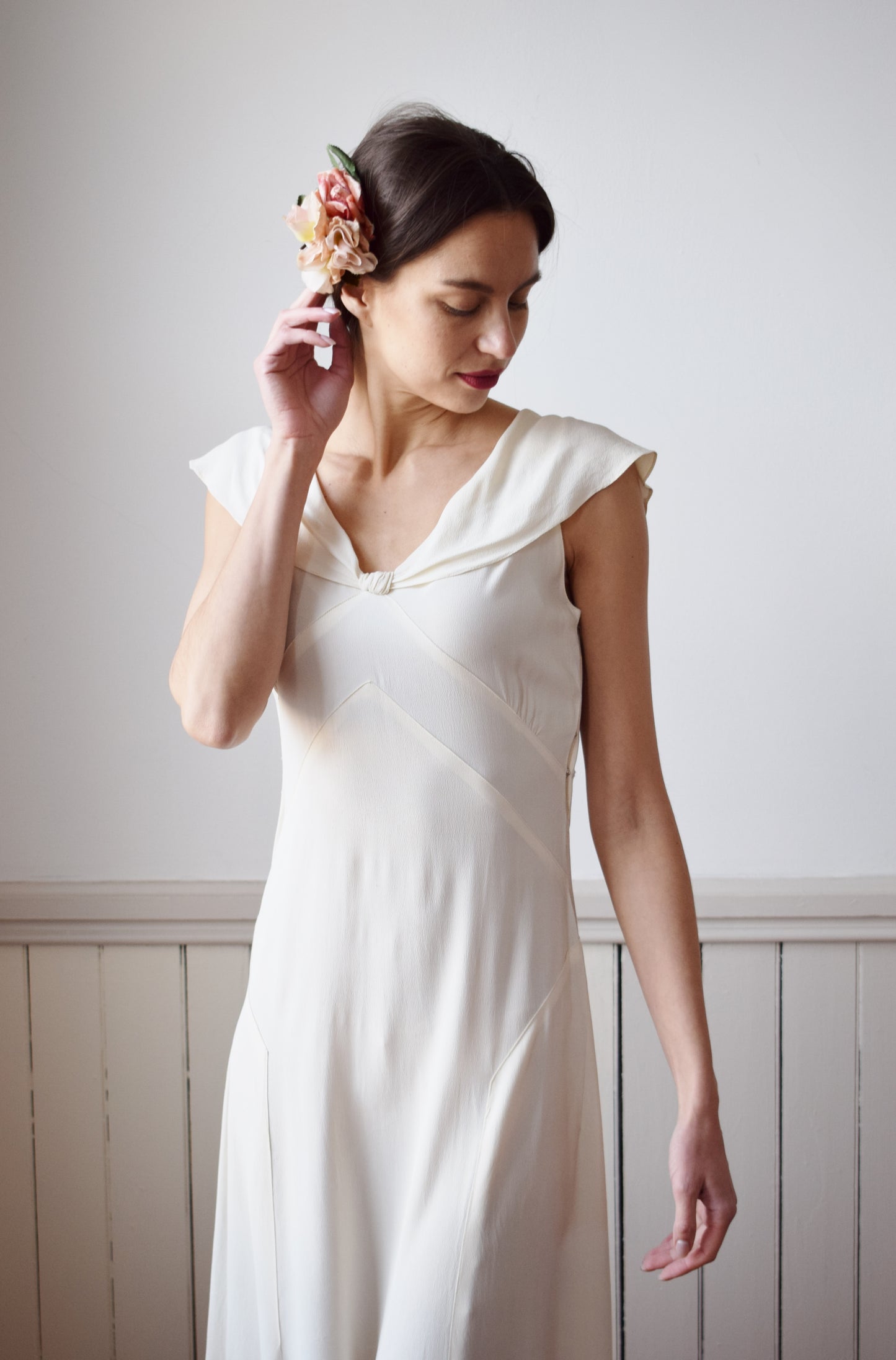 1930s Cream Rayon Gown | S