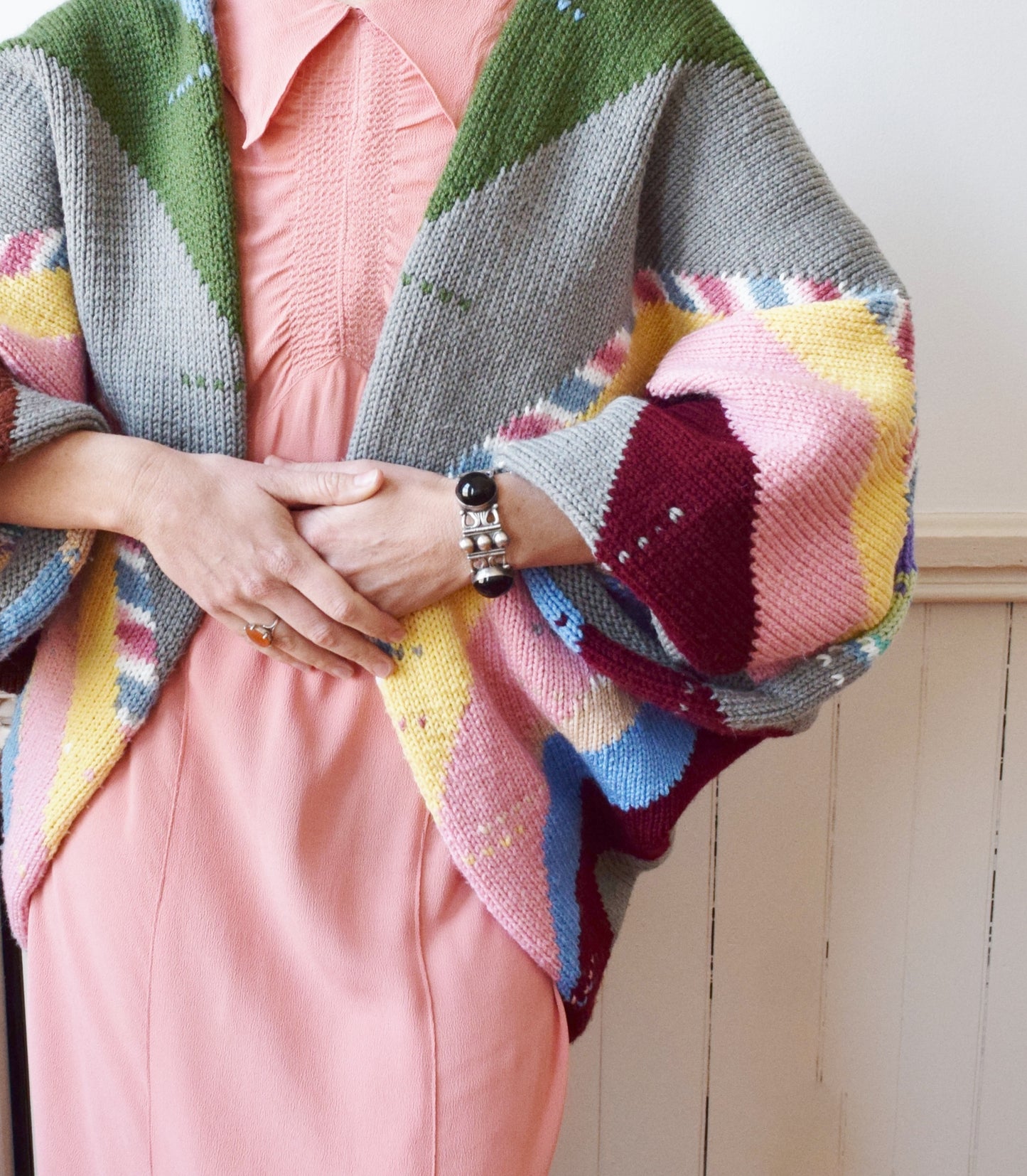 Large Mexican Sterling + Onyx Bracelet | 1970s