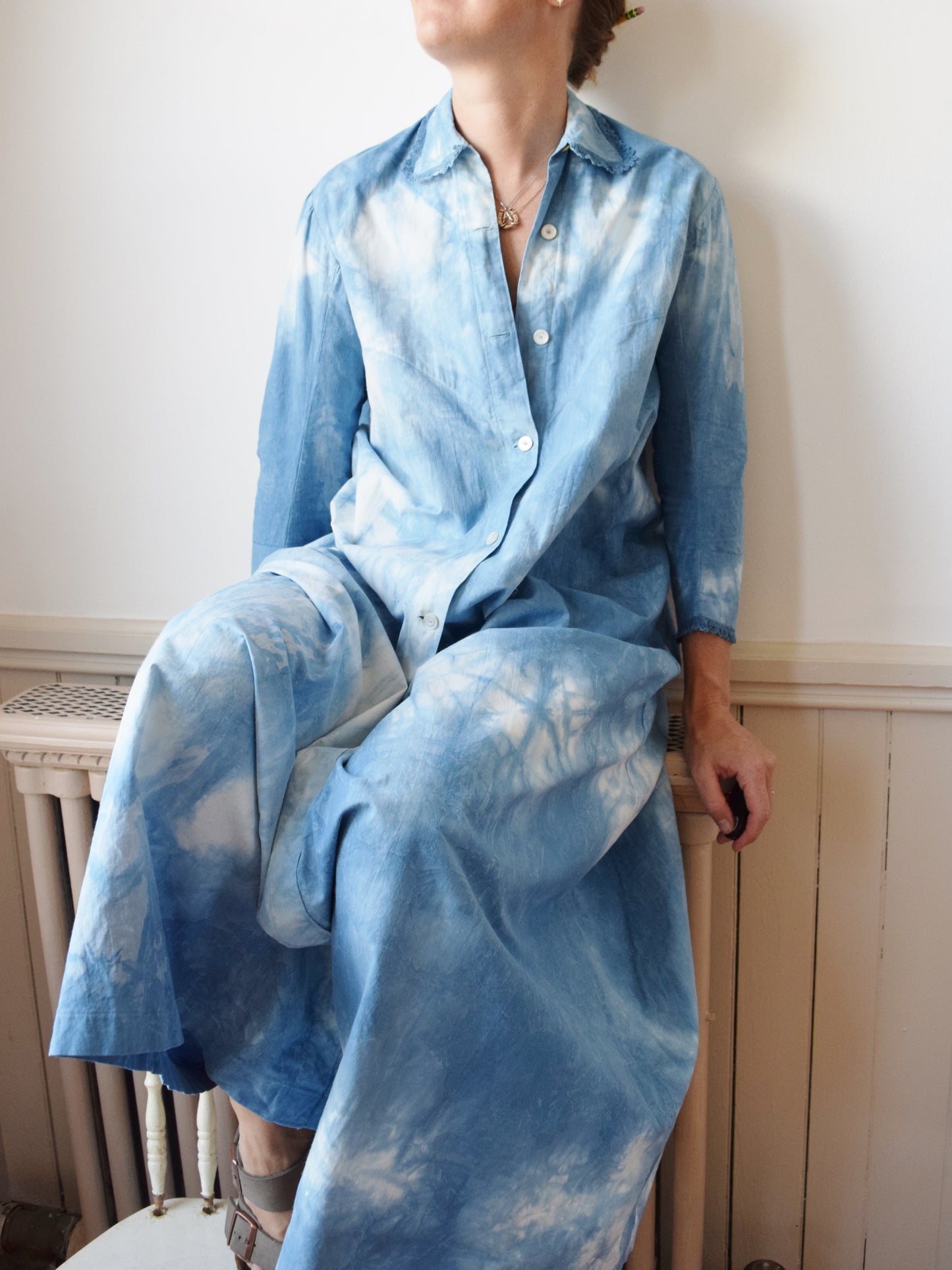 Indigo Dyed Cloud Dress | Antique| S/M