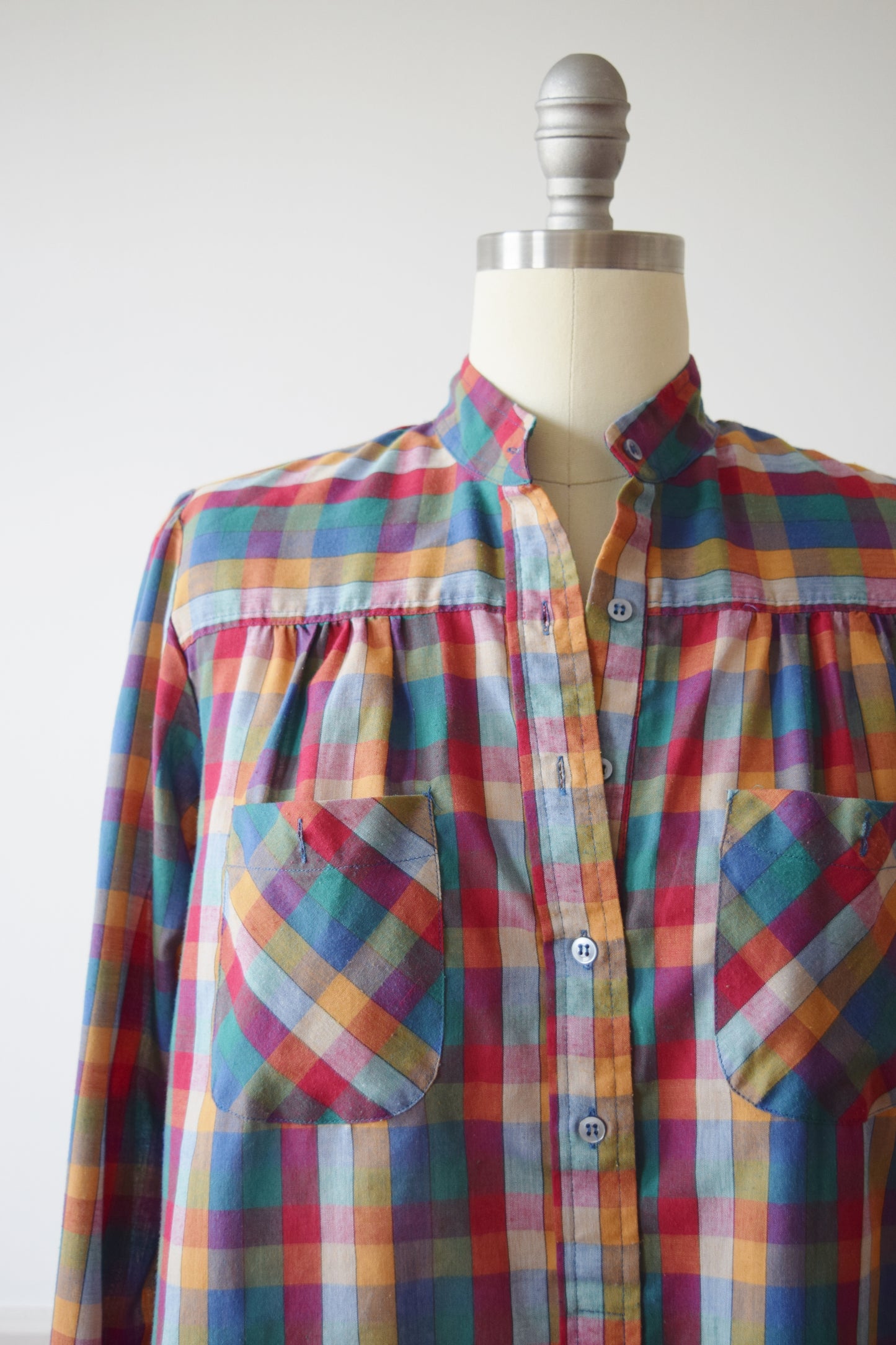Multi-Colored Gingham Top | 1970s | M