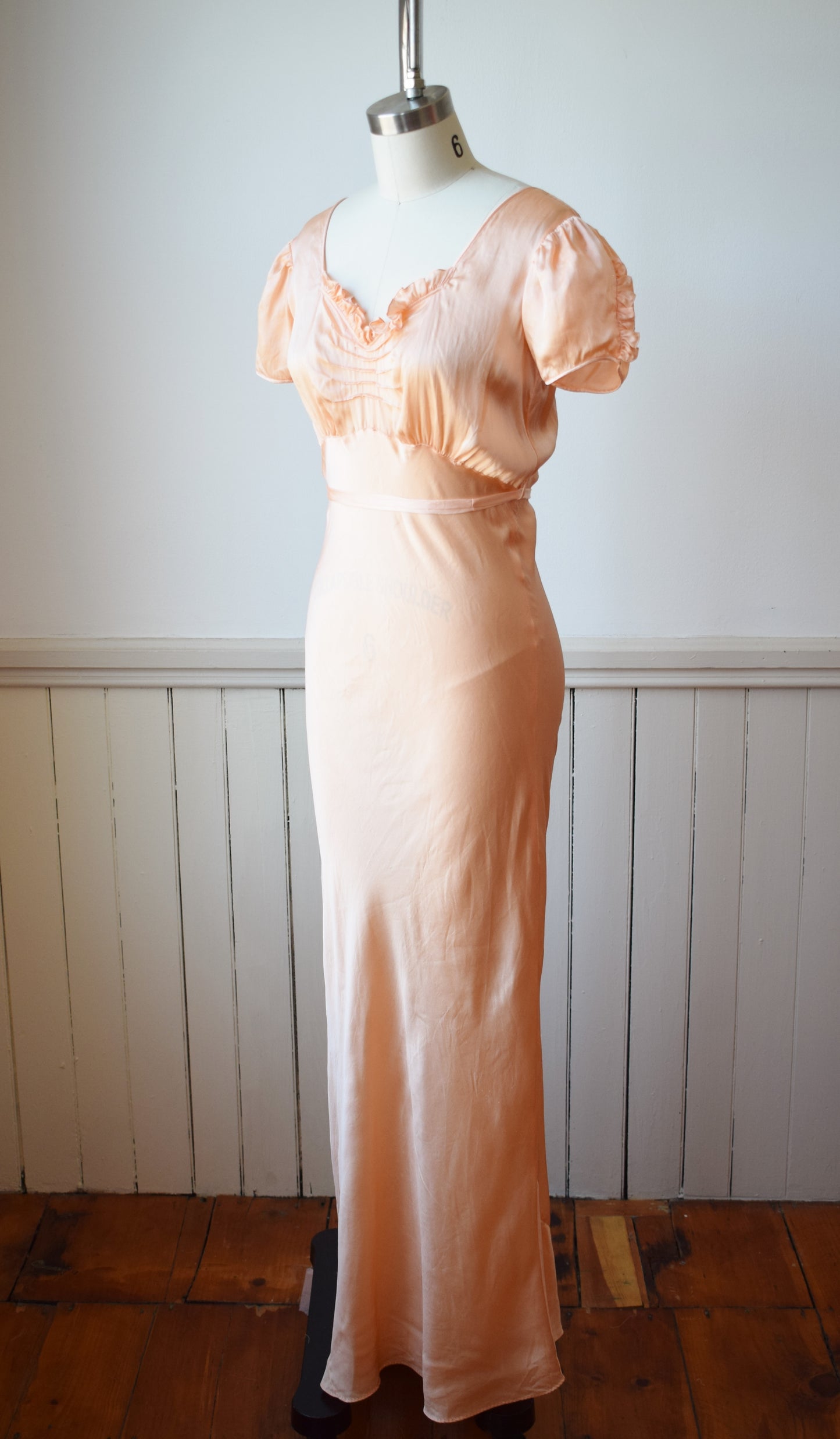 1930s Silk Puff Sleeve Nightgown Dress | XS/S