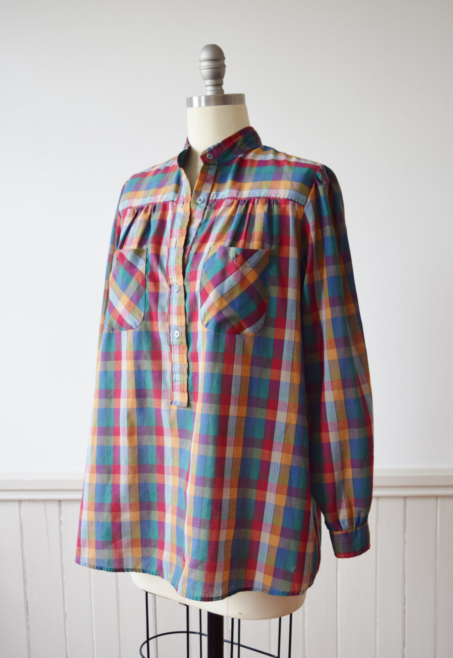 Multi-Colored Gingham Top | 1970s | M