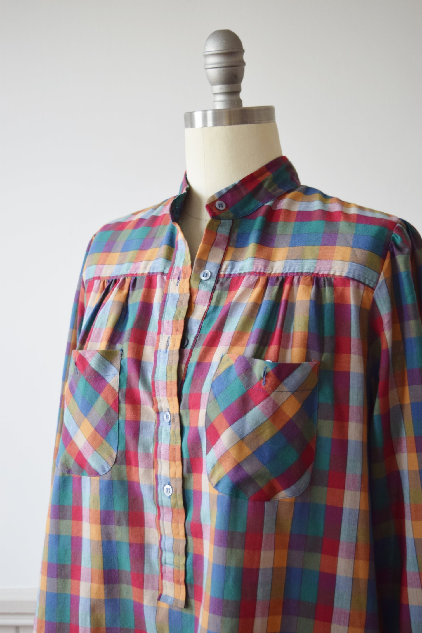 Multi-Colored Gingham Top | 1970s | M