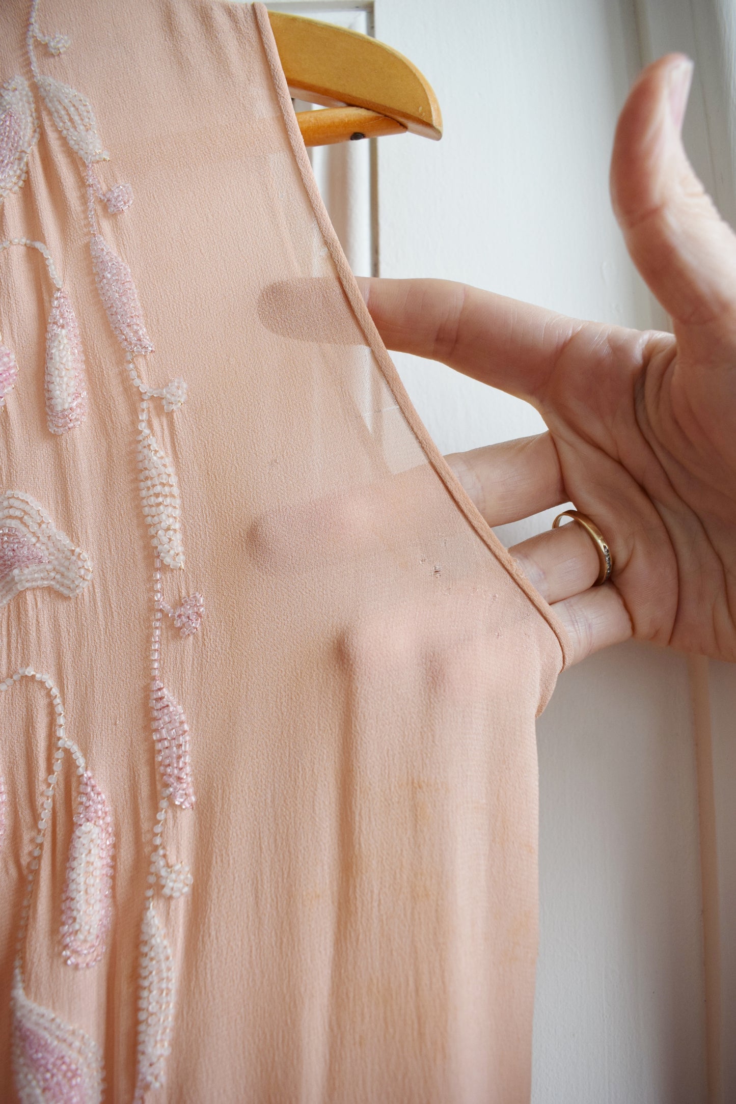 1920s Ballet Pink Beaded Silk Gown | S/M