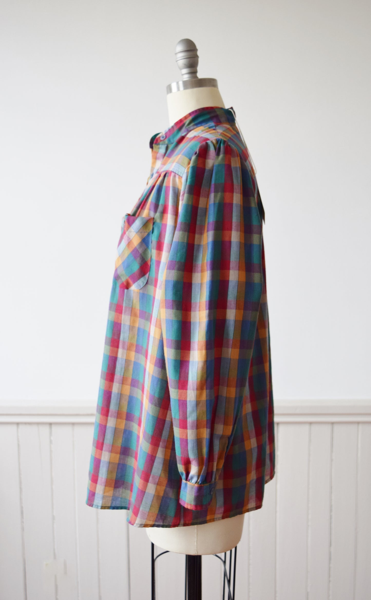 Multi-Colored Gingham Top | 1970s | M