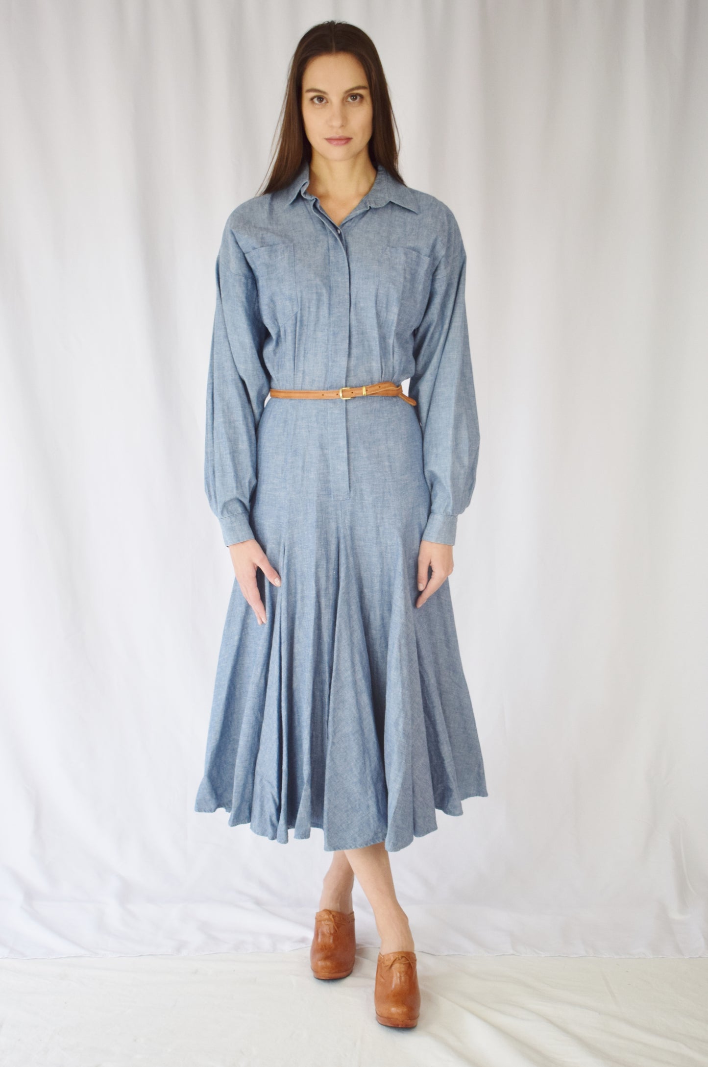 1990s Norma Kamali Chambray Dress | S/M