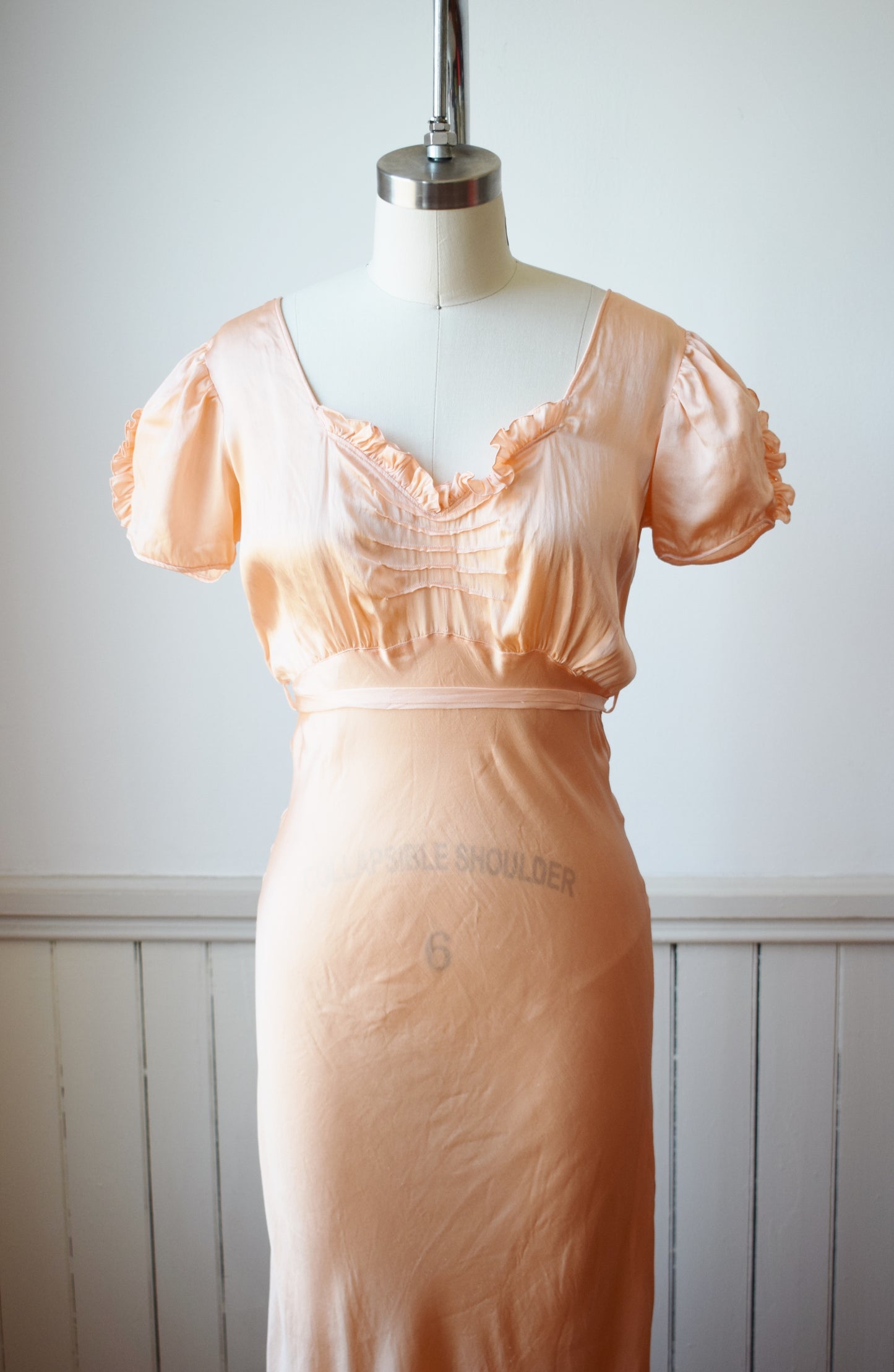 1930s Silk Puff Sleeve Nightgown Dress | XS/S