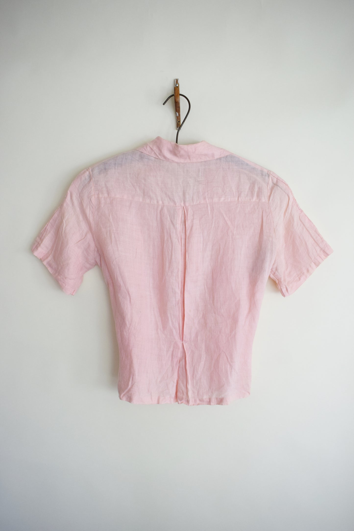 1950s Pink Linen Top with Zipper