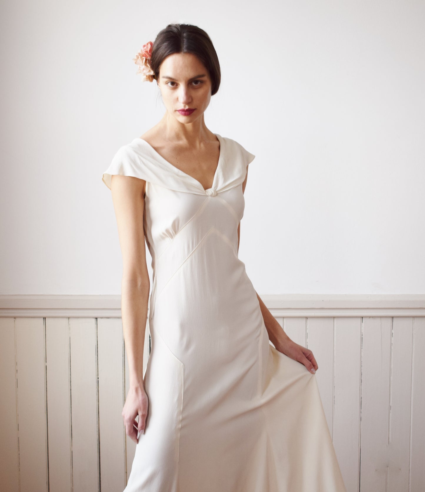 1930s Cream Rayon Gown | S