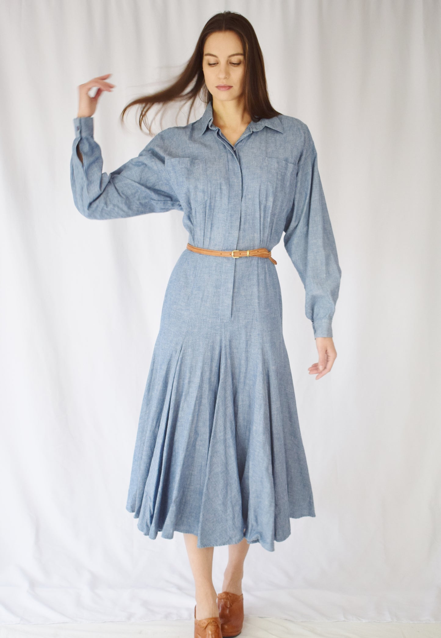 1990s Norma Kamali Chambray Dress | S/M