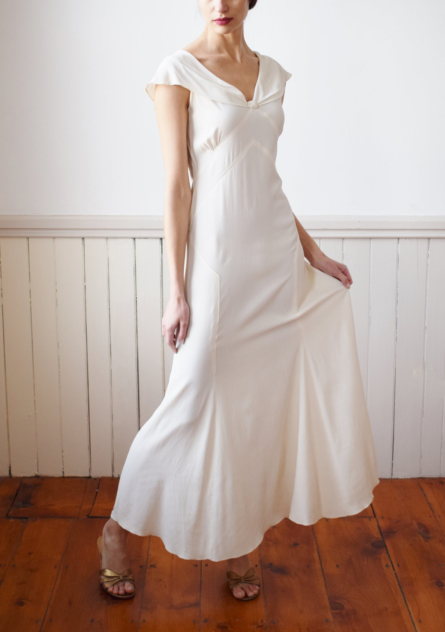 1930s Cream Rayon Gown | S
