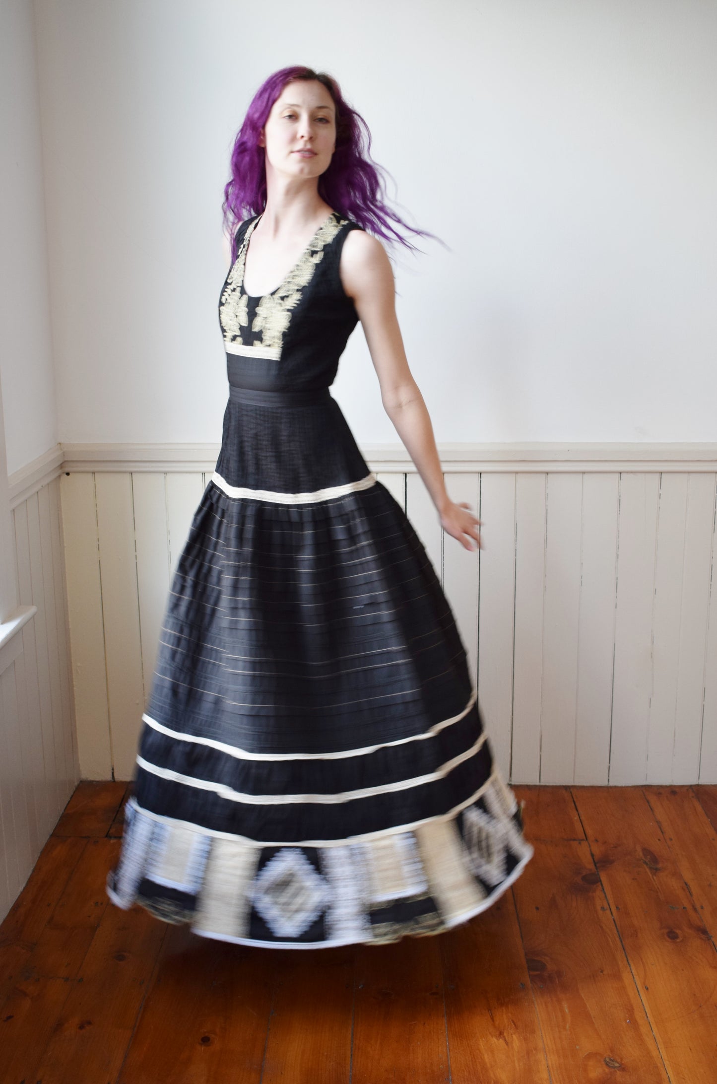 1970s Mexican Cotton Maxi Dress | XS