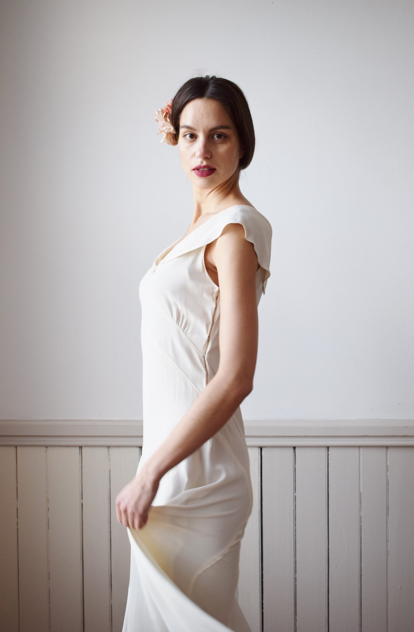 1930s Cream Rayon Gown | S