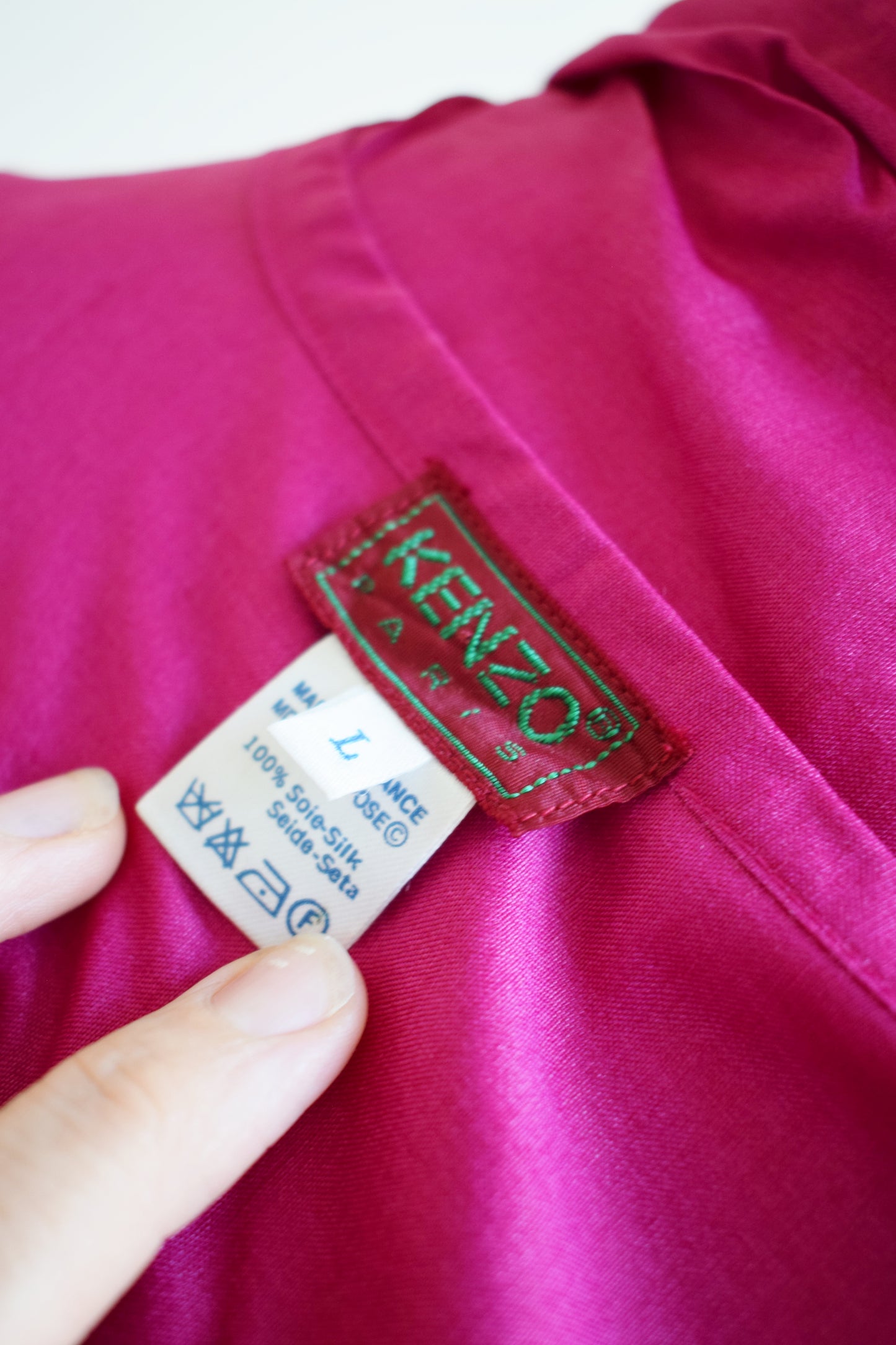 1980s Raspberry Silk Wrap Top by Kenzo | M/L